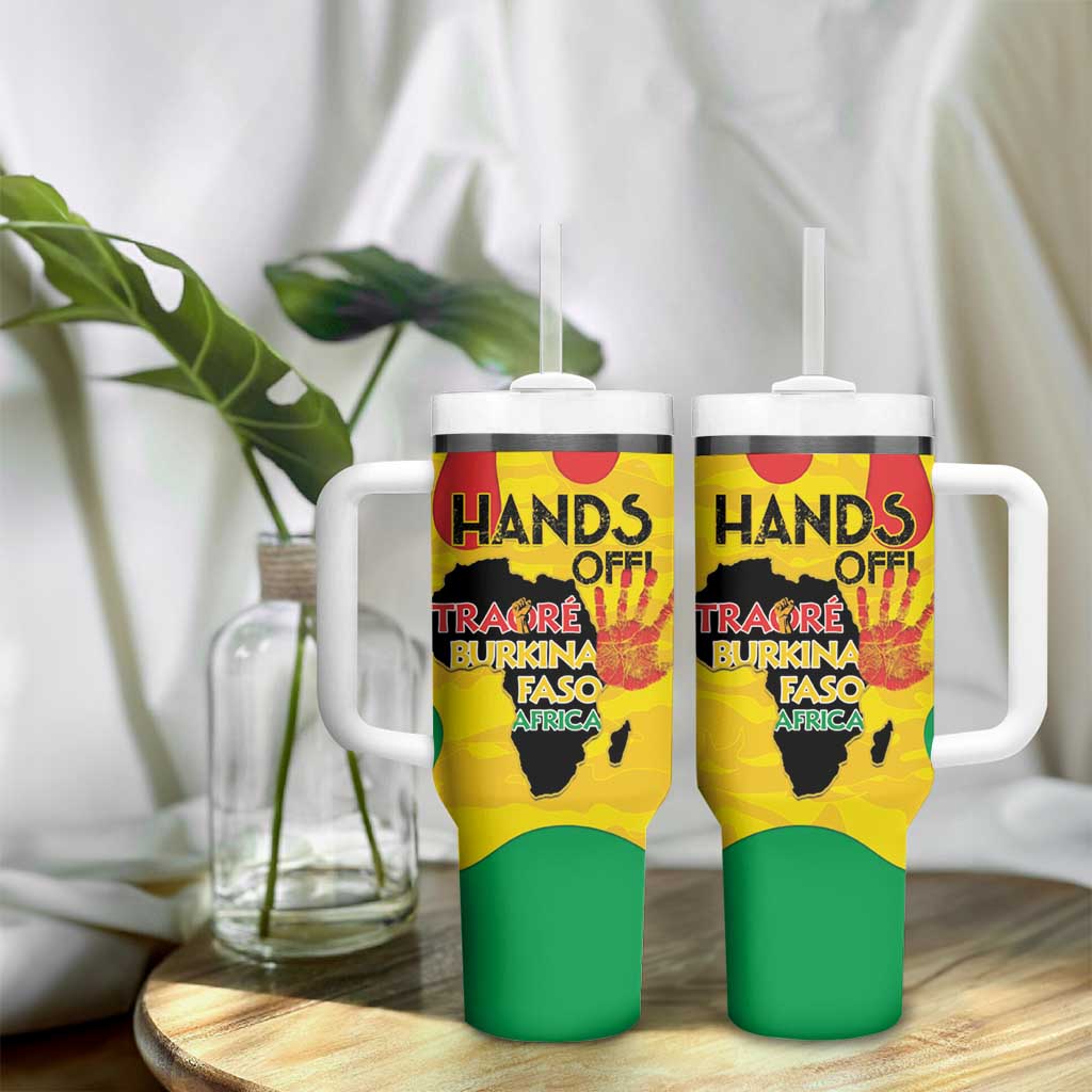Hands Off Traore Burkina Faso Africa Tumbler With Handle Military Pattern
