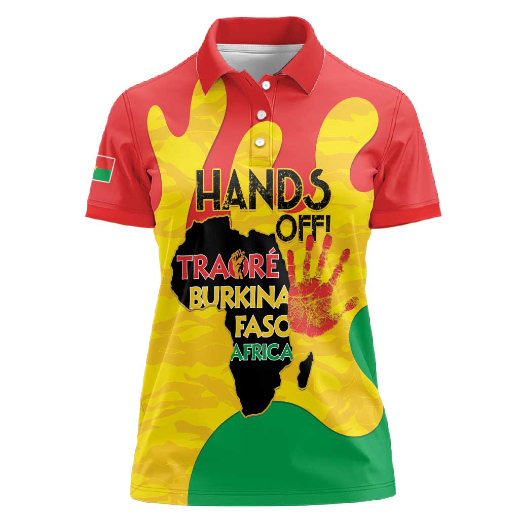 Hands Off Traore Burkina Faso Africa Women Polo Shirt Military Pattern