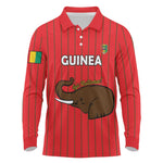 Guinea Football Custom Long Sleeve Polo Shirt Allez Syli National - African Pride