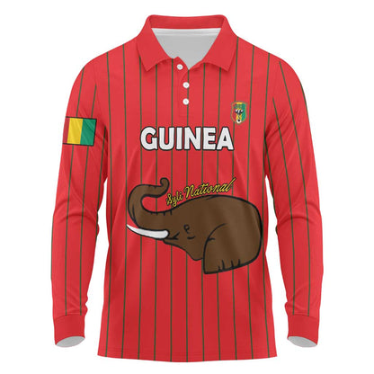 Guinea Football Custom Long Sleeve Polo Shirt Allez Syli National - African Pride