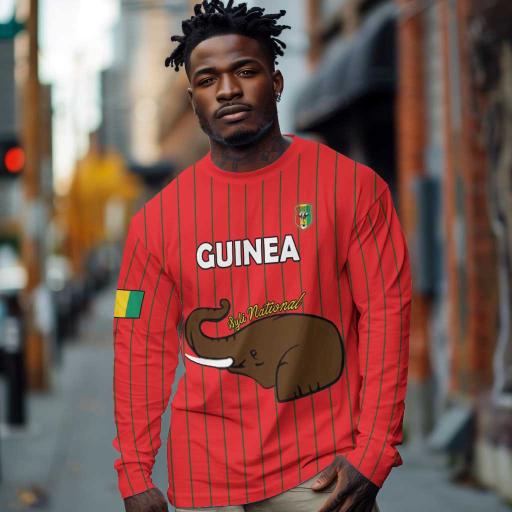 Guinea Football Custom Long Sleeve Shirt Allez Syli National - African Pride