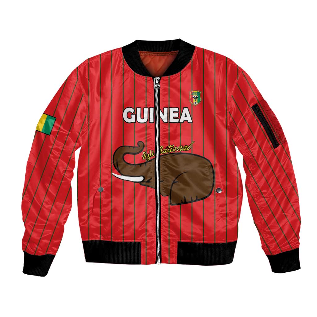 Guinea Football Custom Sleeve Zip Bomber Jacket Allez Syli National - African Pride