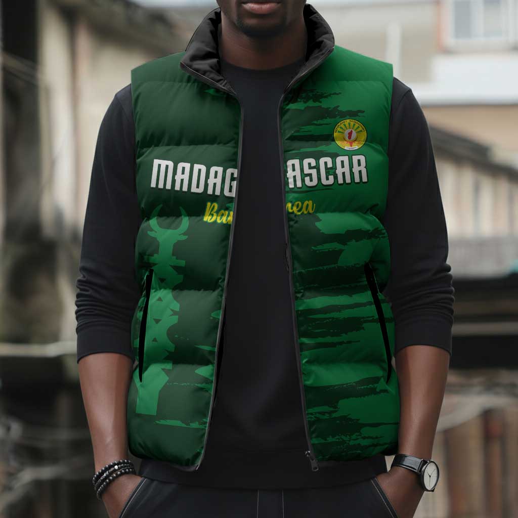 Custom Madagascar Football Sleeveless Puffer Jacket Go Barea