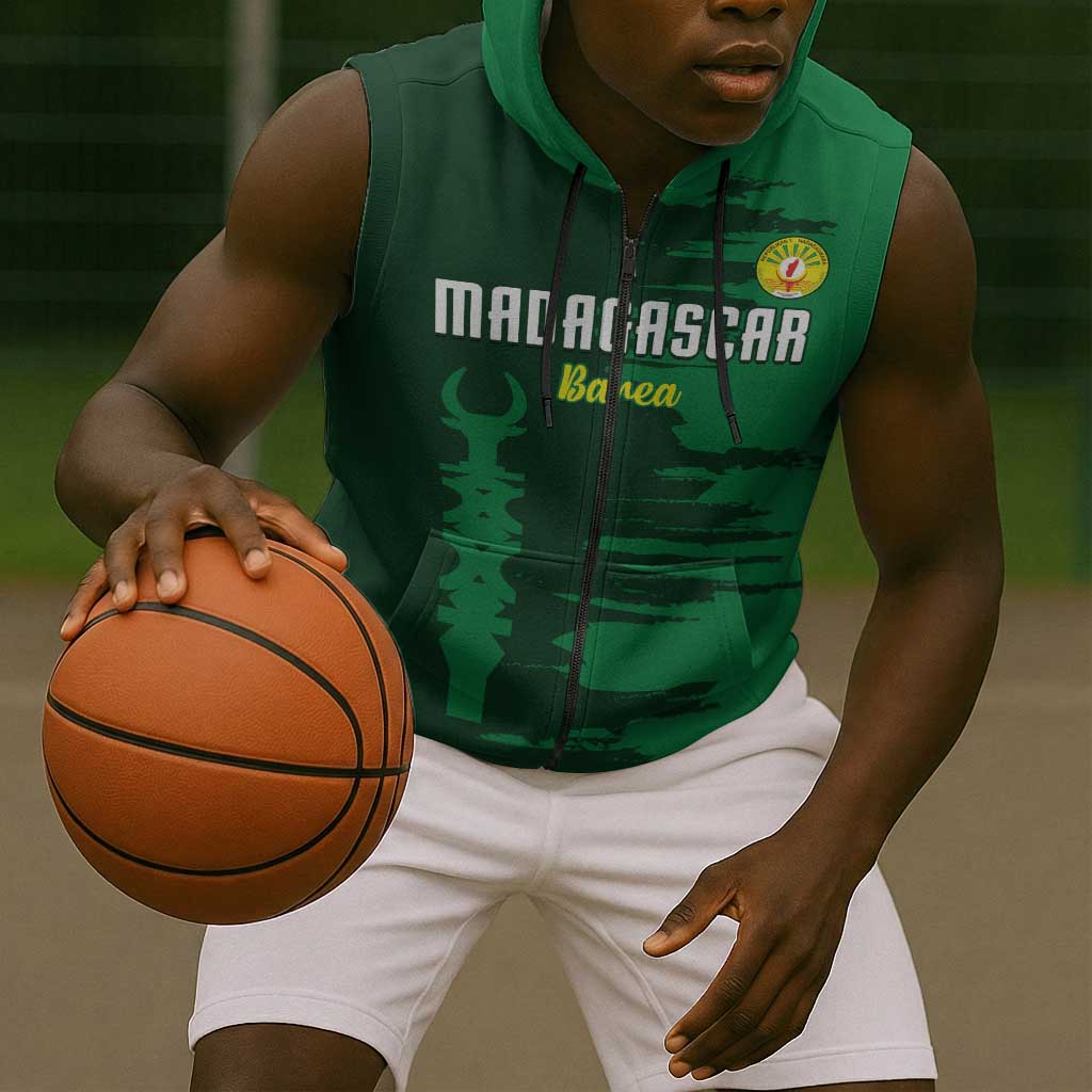 Madagascar Football Custom Sleeveless Zip Hoodie Go Champions - African Pride