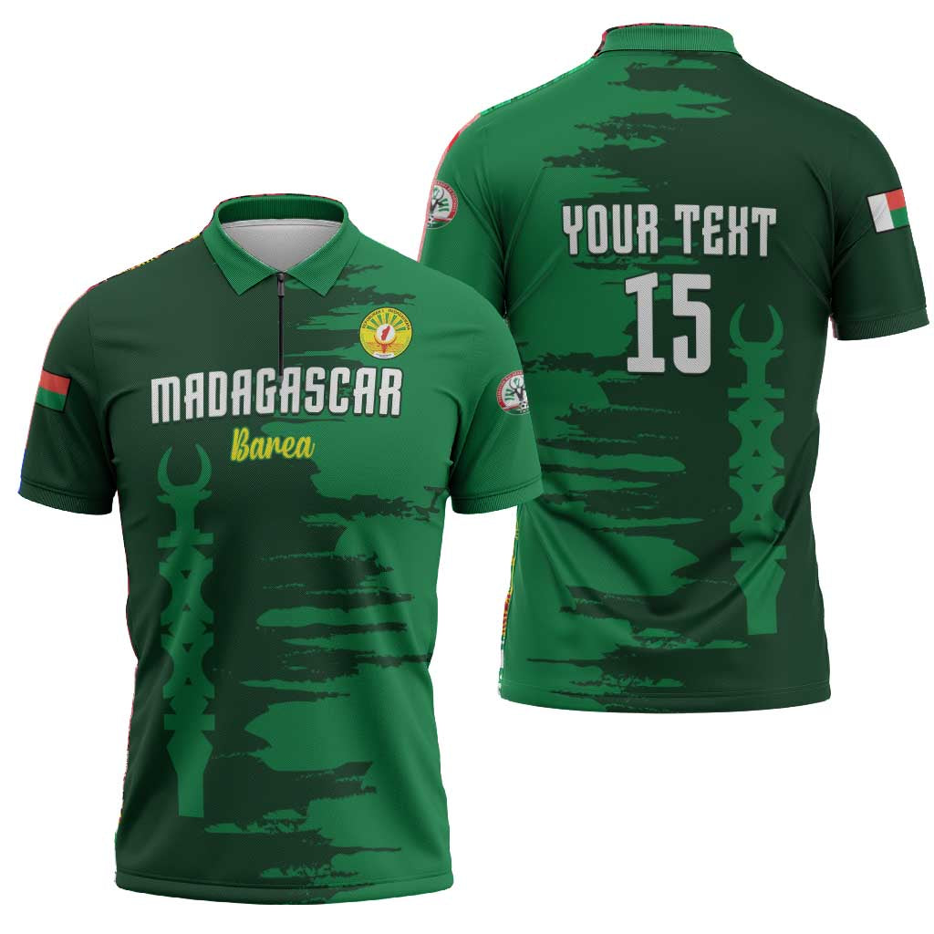 Custom Madagascar Football Zipper Polo Shirt Go Barea