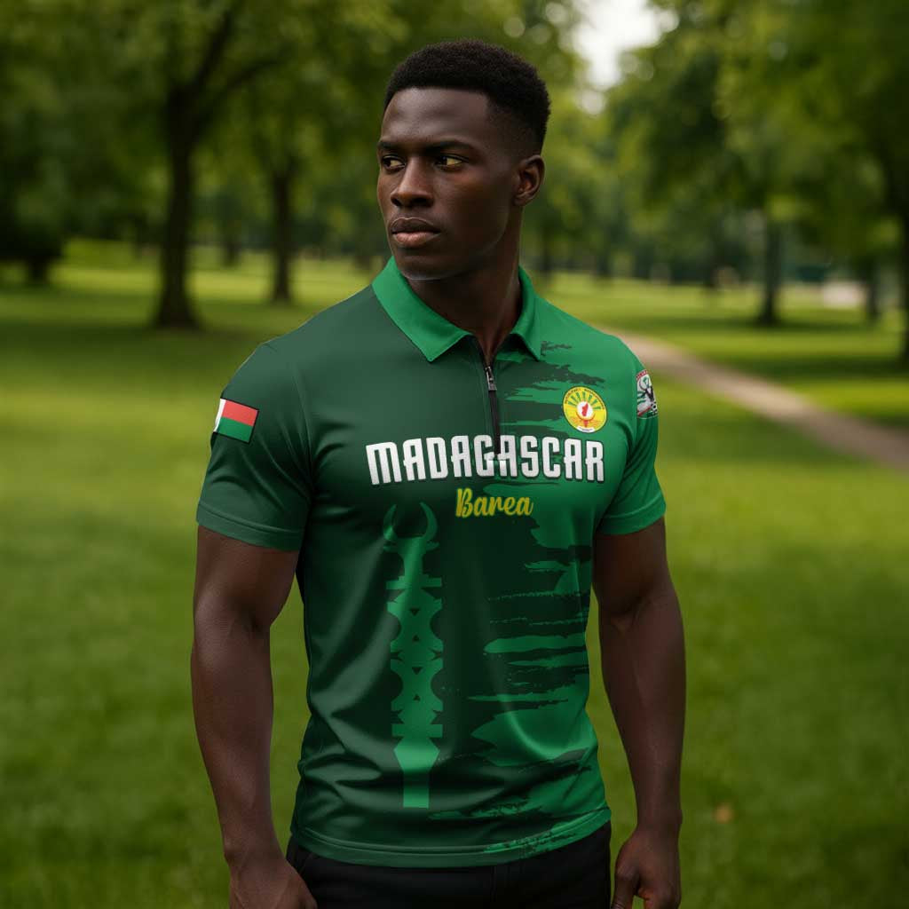 Custom Madagascar Football Zipper Polo Shirt Go Barea