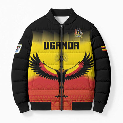 Custom Uganda Football Bomber Puffer Jacket Go Cranes Go