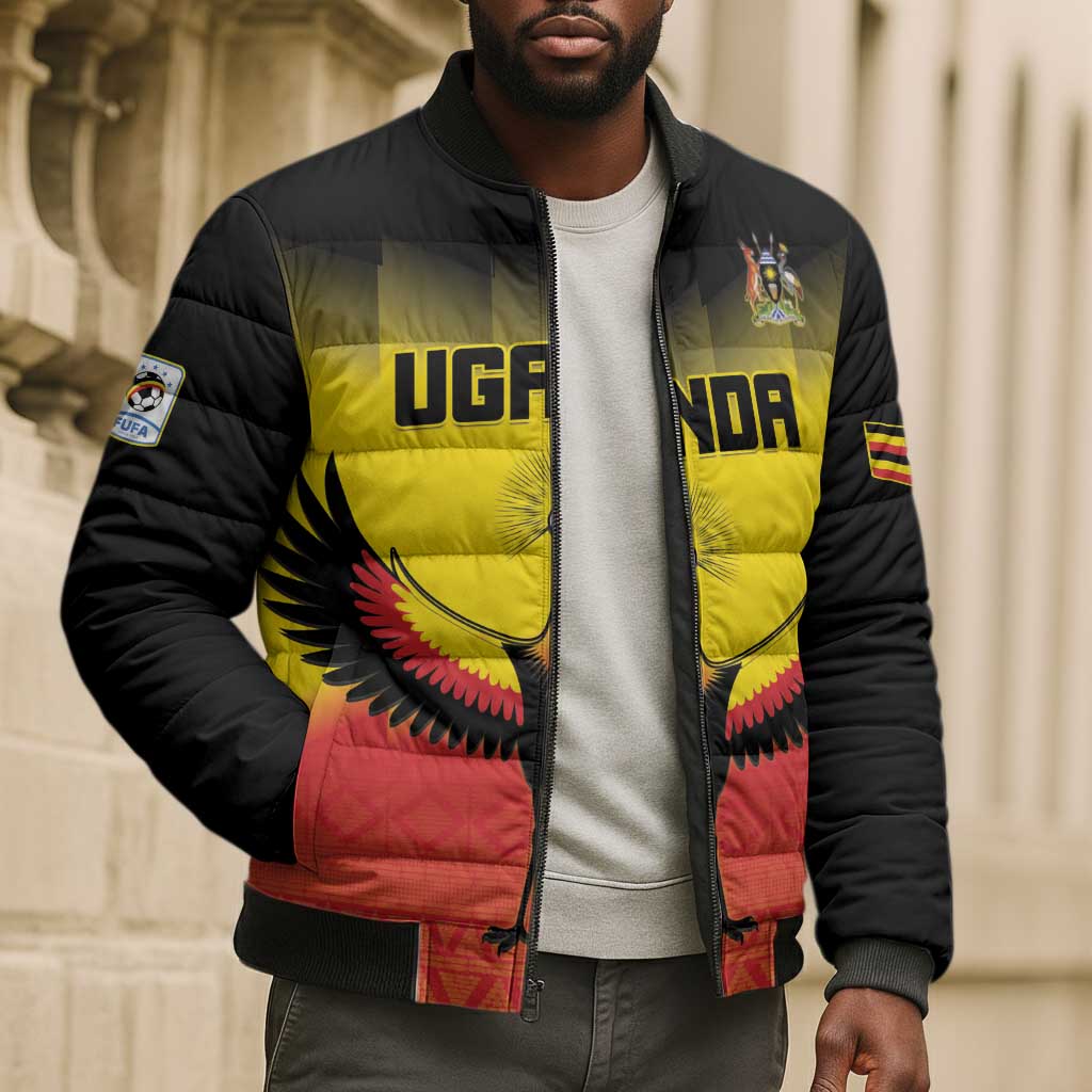 Custom Uganda Football Bomber Puffer Jacket Go Cranes Go
