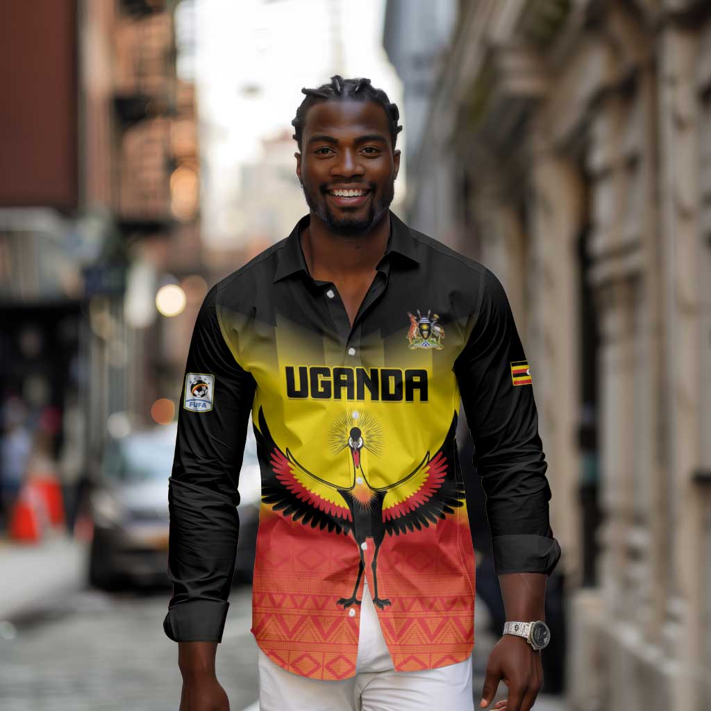 Uganda Football Custom Long Sleeve Button Shirt Go Champions - African Pride