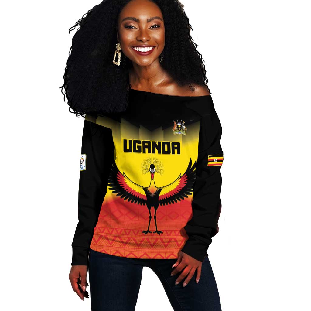 Uganda Football Custom Off Shoulder Sweater Go Champions - African Pride