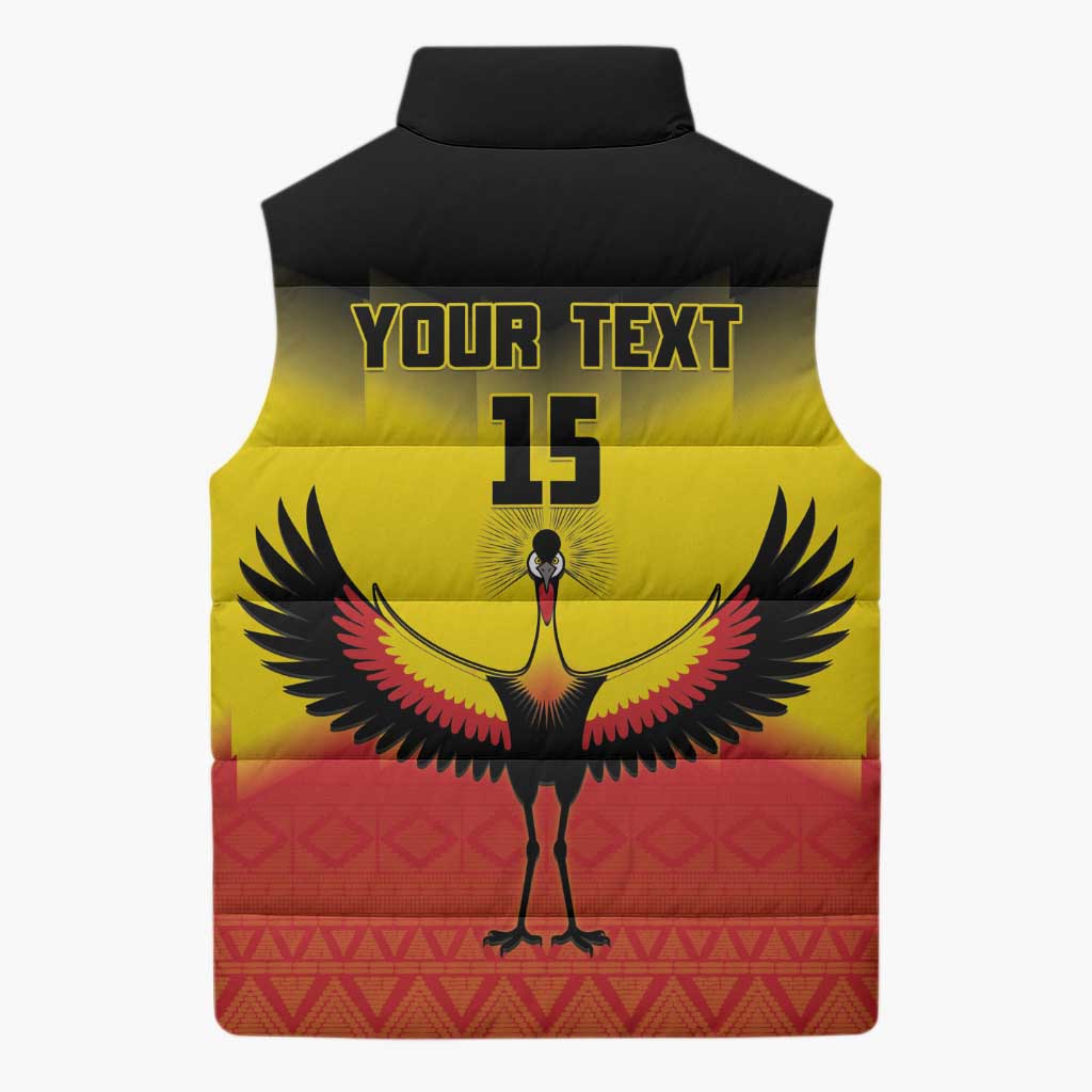 Custom Uganda Football Sleeveless Puffer Jacket Go Cranes Go