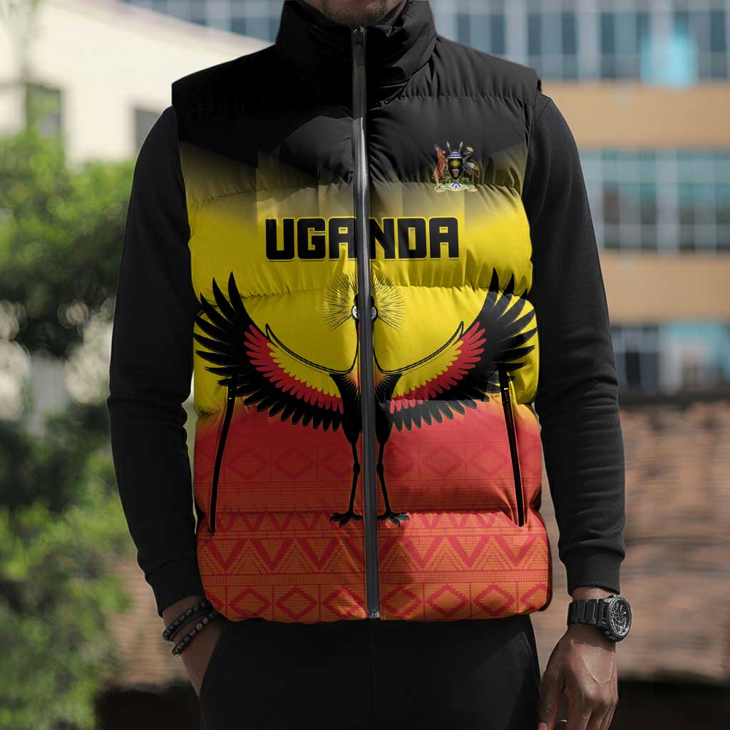 Custom Uganda Football Sleeveless Puffer Jacket Go Cranes Go