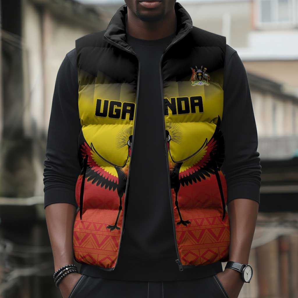 Custom Uganda Football Sleeveless Puffer Jacket Go Cranes Go