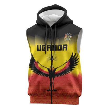 Uganda Football Custom Sleeveless Zip Hoodie Go Champions - African Pride
