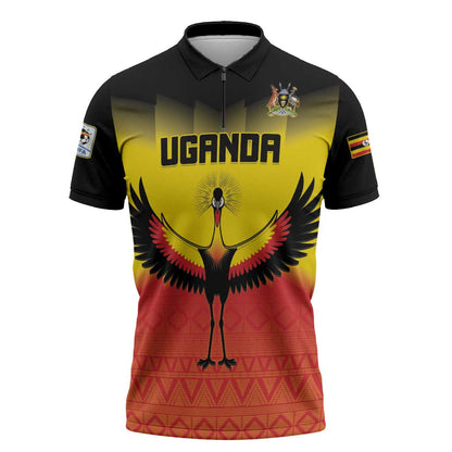 Custom Uganda Football Zipper Polo Shirt Go Cranes Go