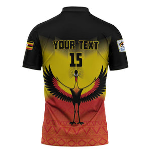 Custom Uganda Football Zipper Polo Shirt Go Cranes Go