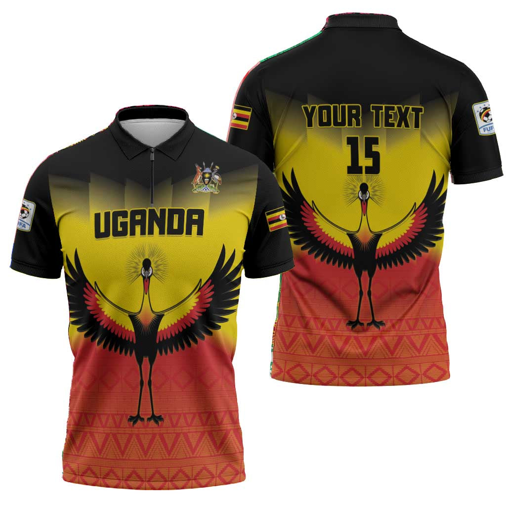 Custom Uganda Football Zipper Polo Shirt Go Cranes Go