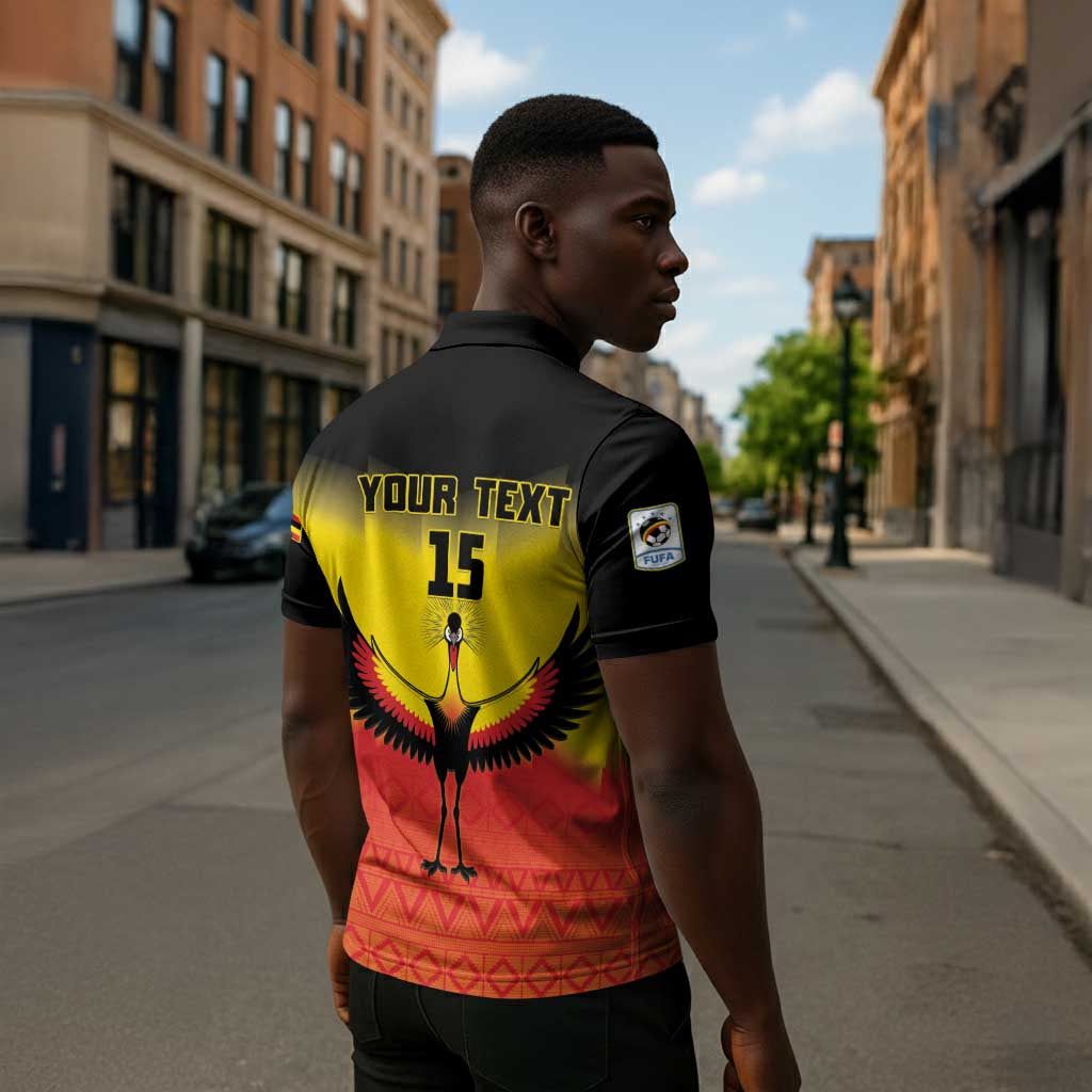 Custom Uganda Football Zipper Polo Shirt Go Cranes Go