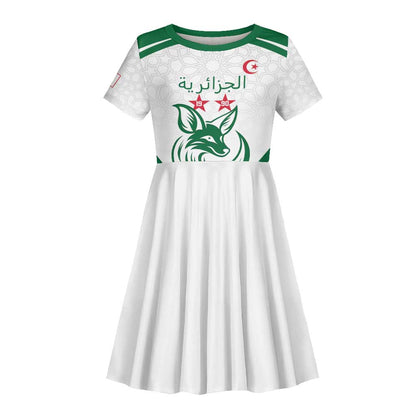 Algeria Football Custom Kid Short Sleeve Dress Go Champions - African Pride