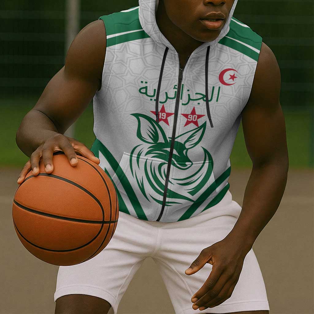 Algeria Football Custom Sleeveless Zip Hoodie Go Champions - African Pride