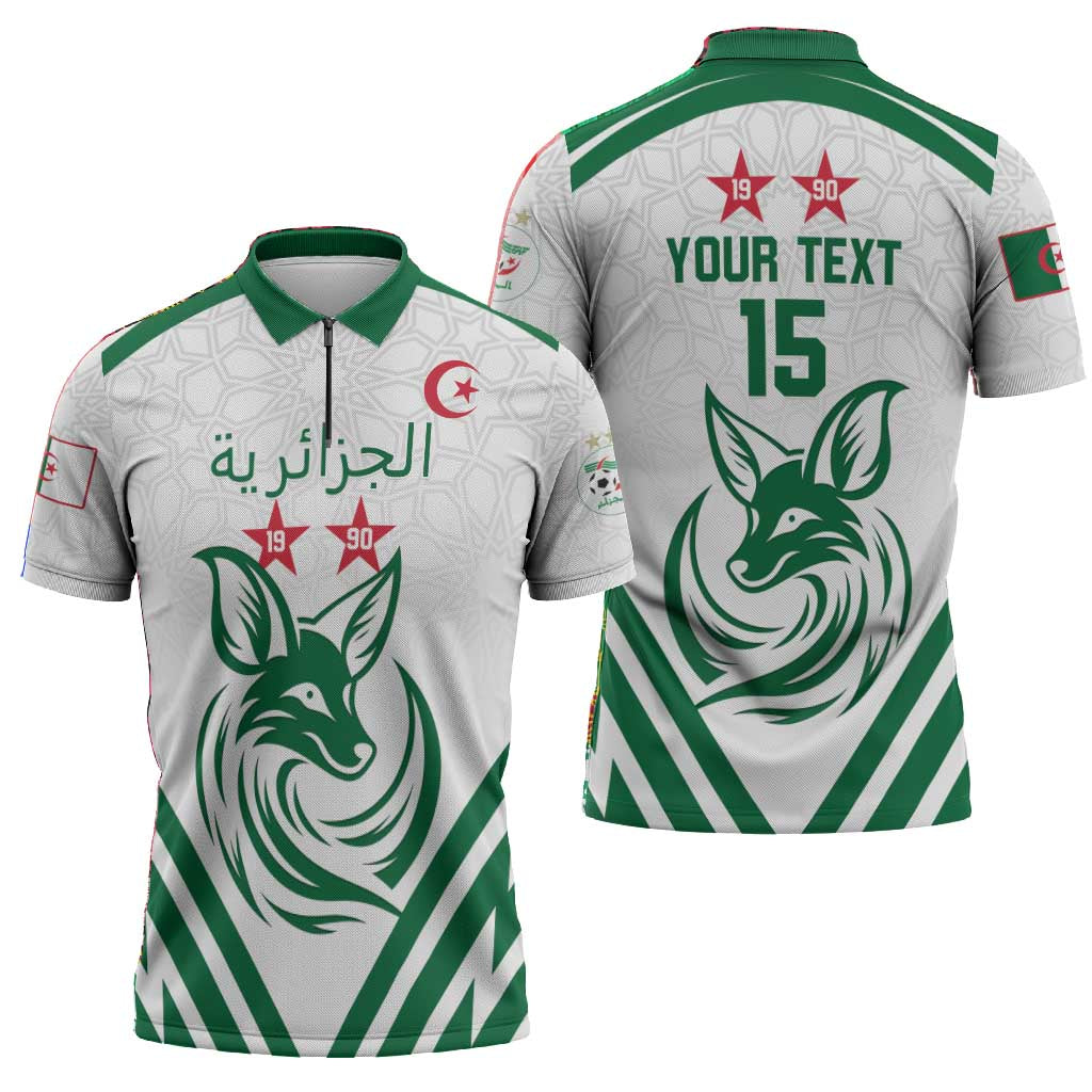Custom Algeria Football Zipper Polo Shirt Go Fennecs Go