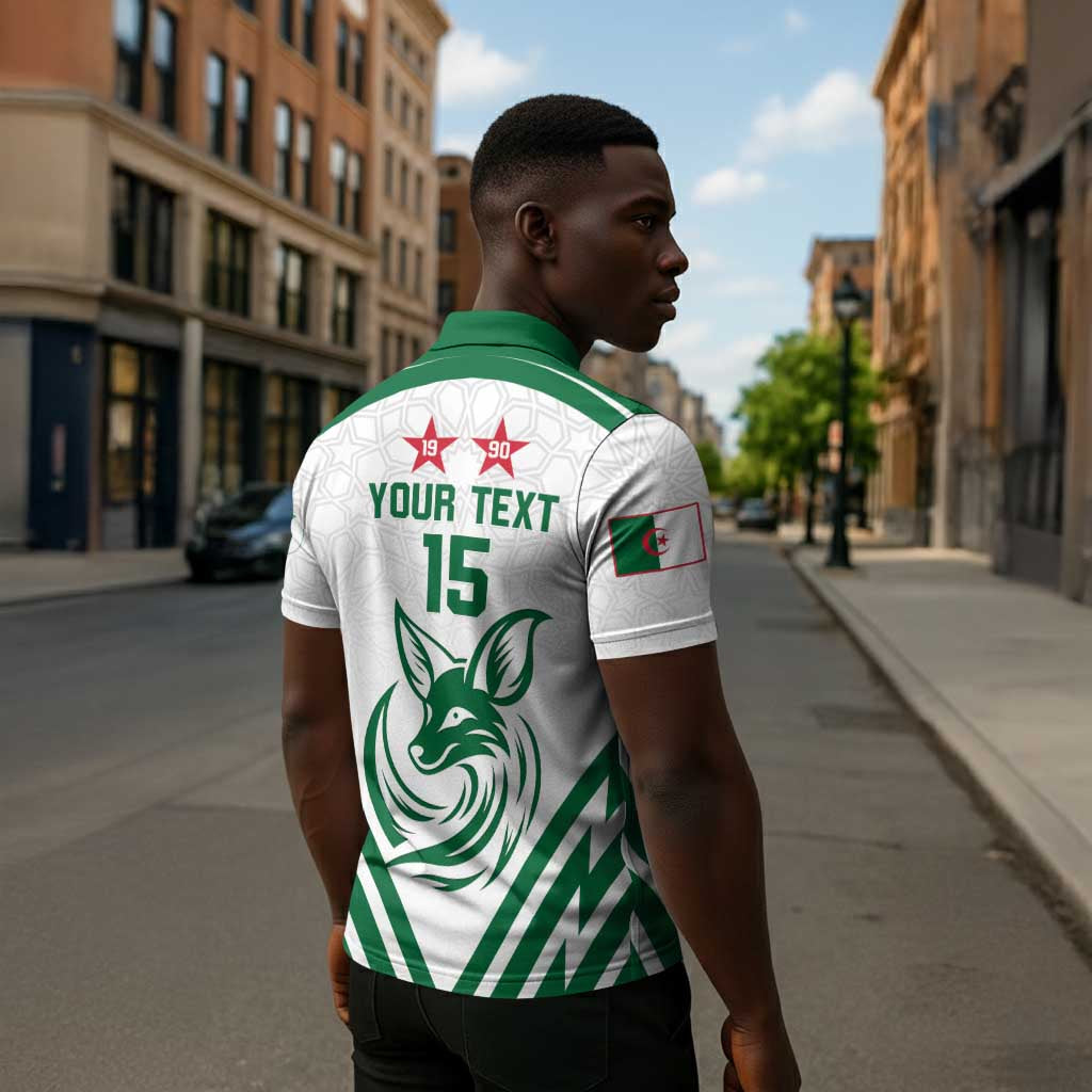 Custom Algeria Football Zipper Polo Shirt Go Fennecs Go