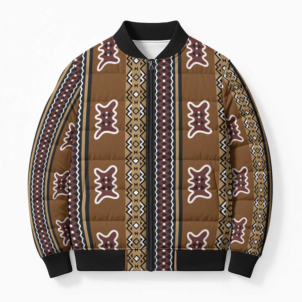 Mali Bologan Mud Cloth Pattern Bomber Puffer Jacket
