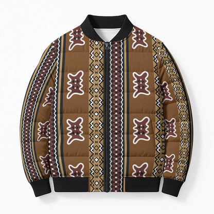 Mali Bologan Mud Cloth Pattern Bomber Puffer Jacket