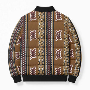 Mali Bologan Mud Cloth Pattern Bomber Puffer Jacket