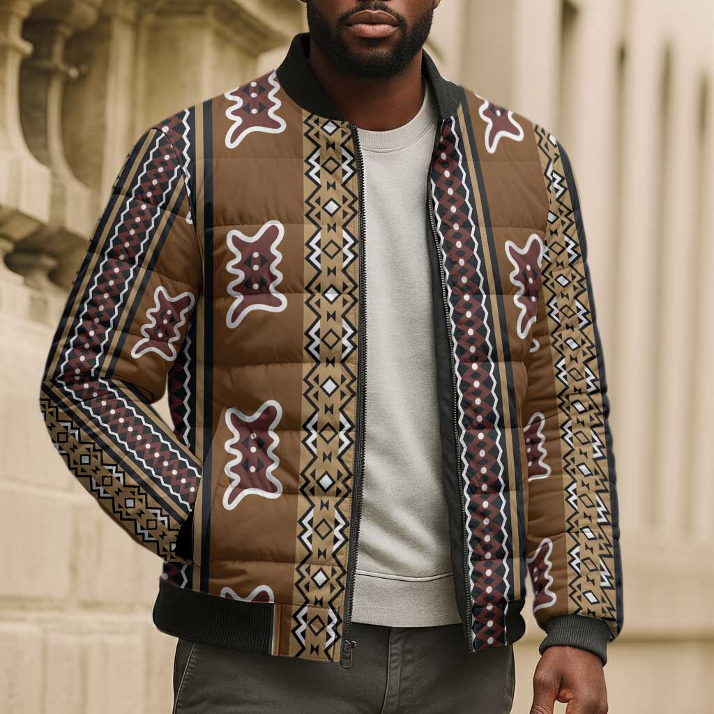 Mali Bologan Mud Cloth Pattern Bomber Puffer Jacket