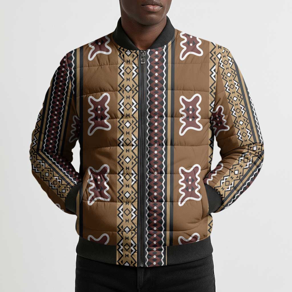 Mali Bologan Mud Cloth Pattern Bomber Puffer Jacket