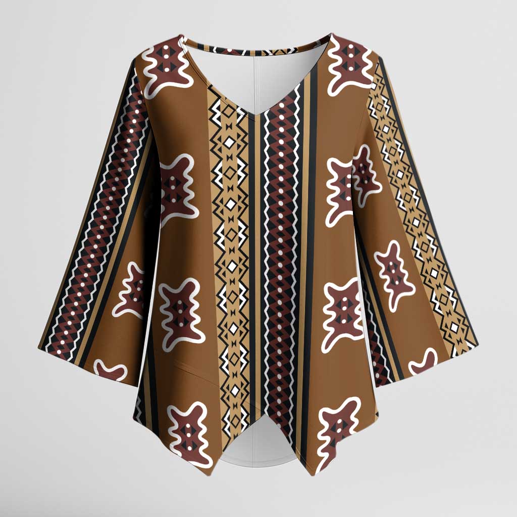 Mali Bologan Mud Cloth Pattern Kimono Sleeve Blouse