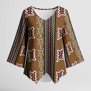 Mali Bologan Mud Cloth Pattern Kimono Sleeve Blouse