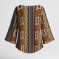 Mali Bologan Mud Cloth Pattern Kimono Sleeve Blouse