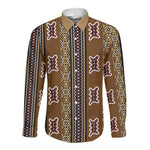 Mali Mud Cloth Long Sleeve Button Shirt Traditional Bologan Pattern - African Pride