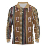 Mali Mud Cloth Long Sleeve Polo Shirt Traditional Bologan Pattern - African Pride