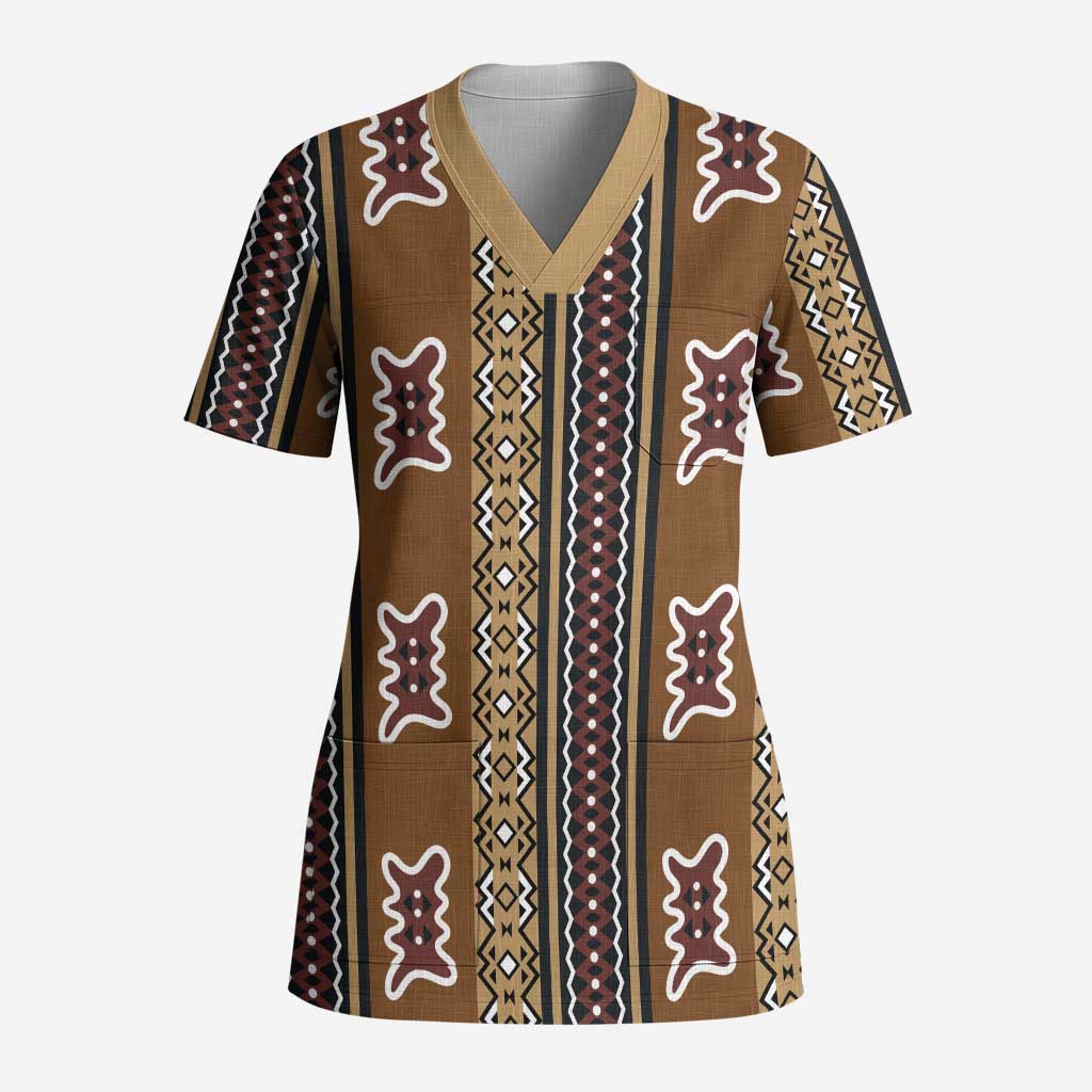 Mali Bologan Mud Cloth Pattern Scrub Top - African Pride