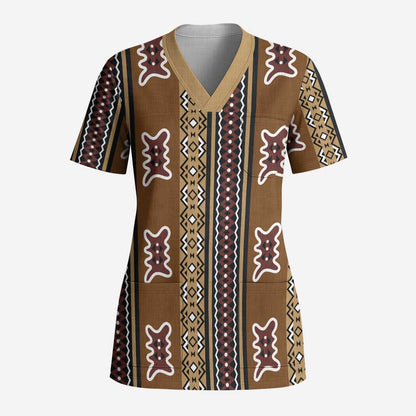 Mali Bologan Mud Cloth Pattern Scrub Top - African Pride