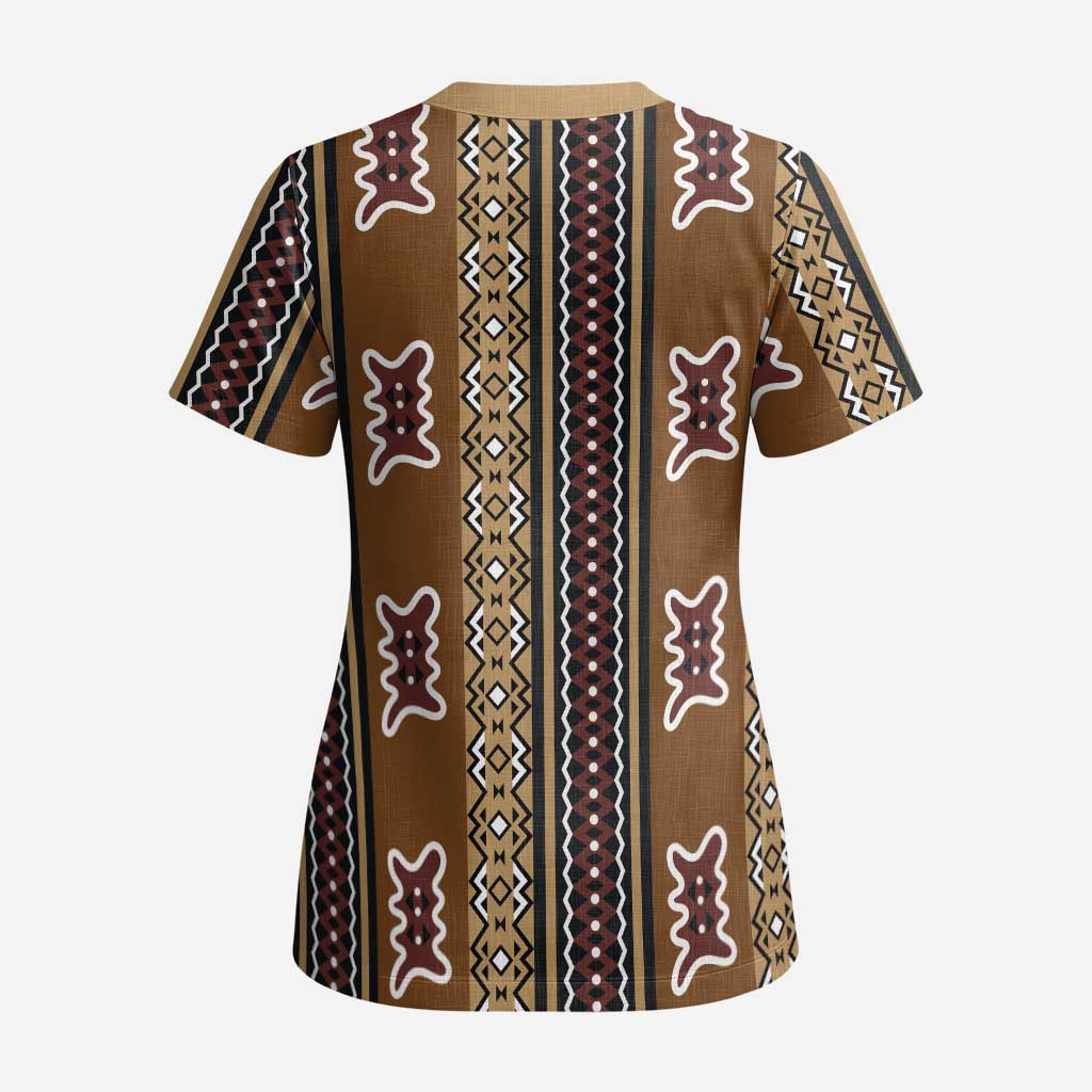 Mali Bologan Mud Cloth Pattern Scrub Top - African Pride