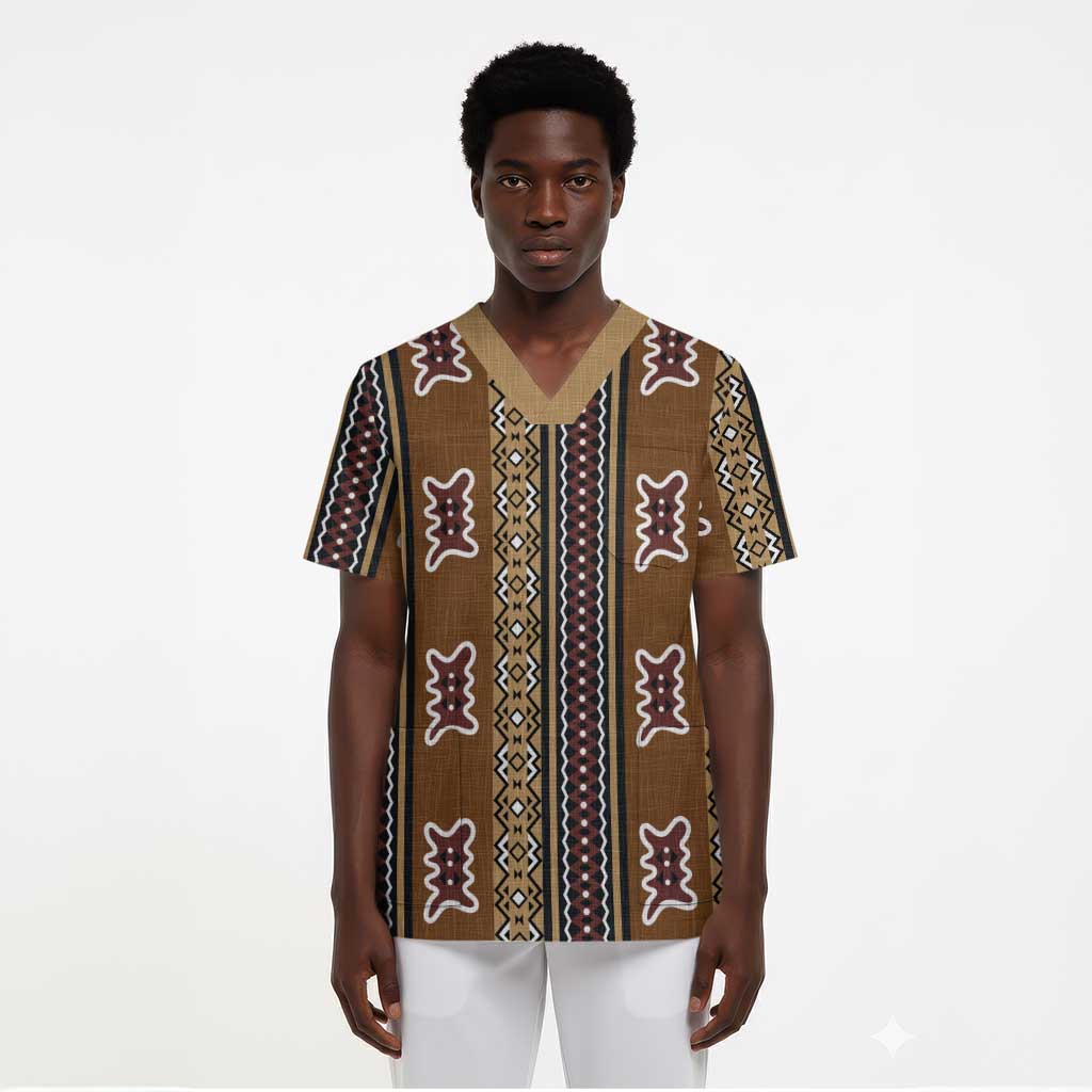Mali Bologan Mud Cloth Pattern Scrub Top - African Pride