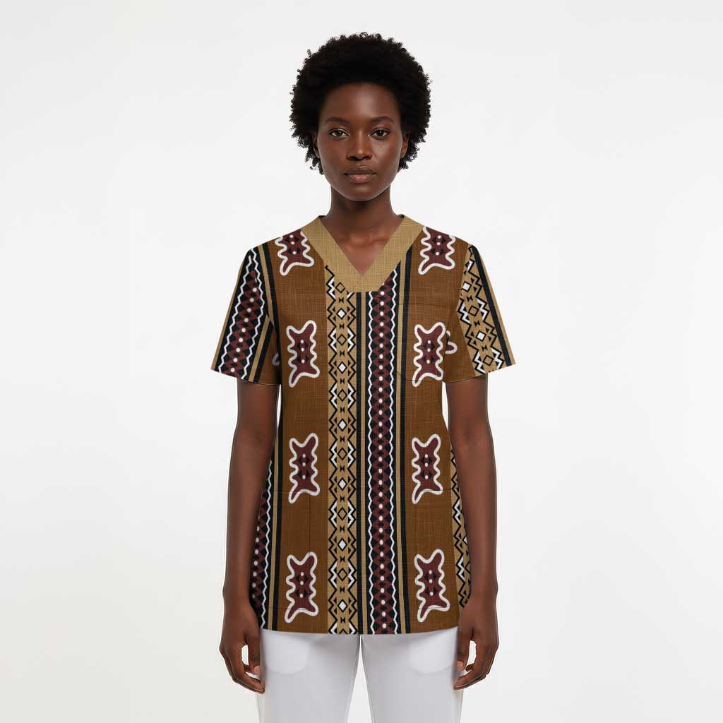 Mali Bologan Mud Cloth Pattern Scrub Top - African Pride