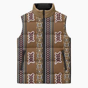 Mali Bologan Mud Cloth Pattern Sleeveless Puffer Jacket