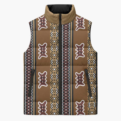 Mali Bologan Mud Cloth Pattern Sleeveless Puffer Jacket