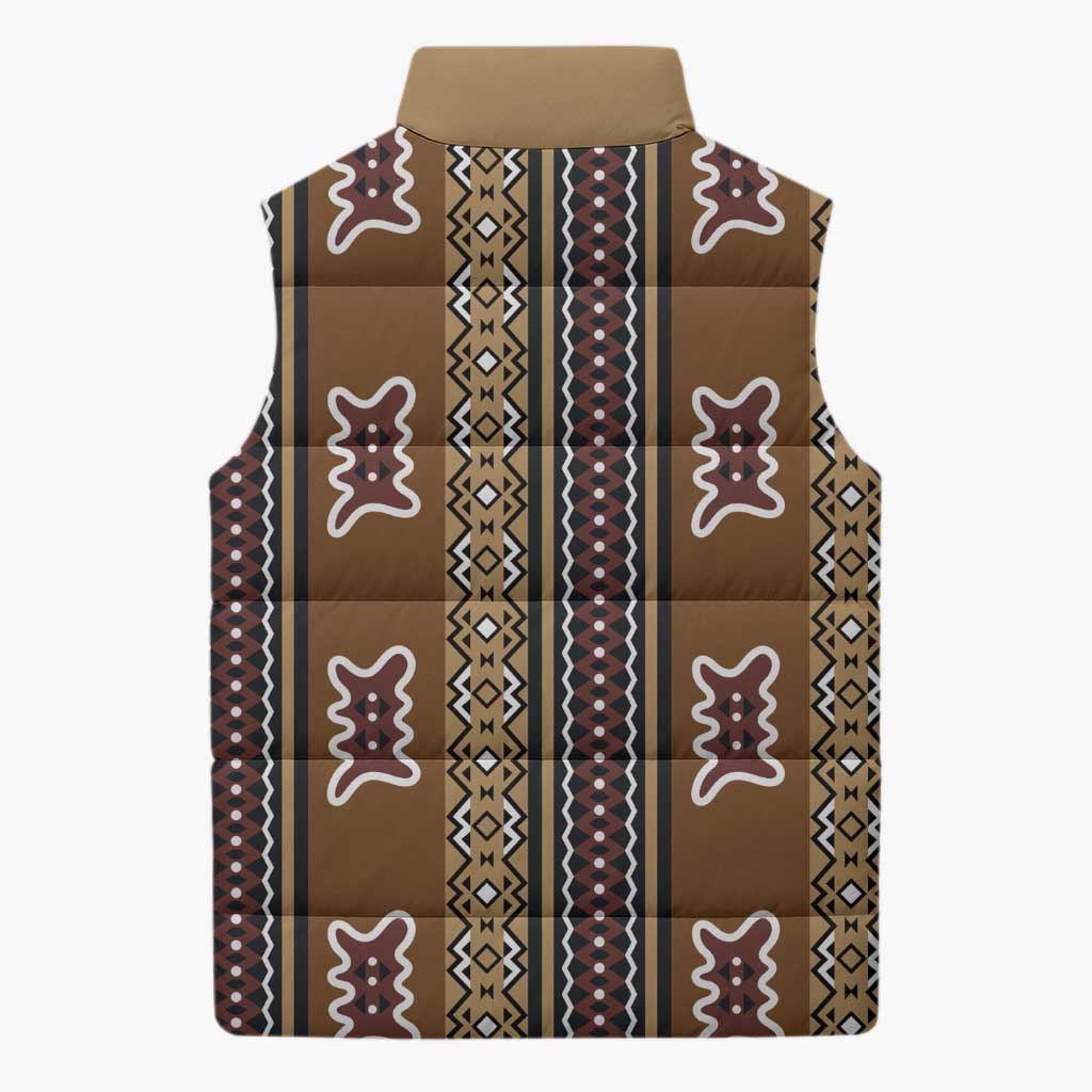 Mali Bologan Mud Cloth Pattern Sleeveless Puffer Jacket