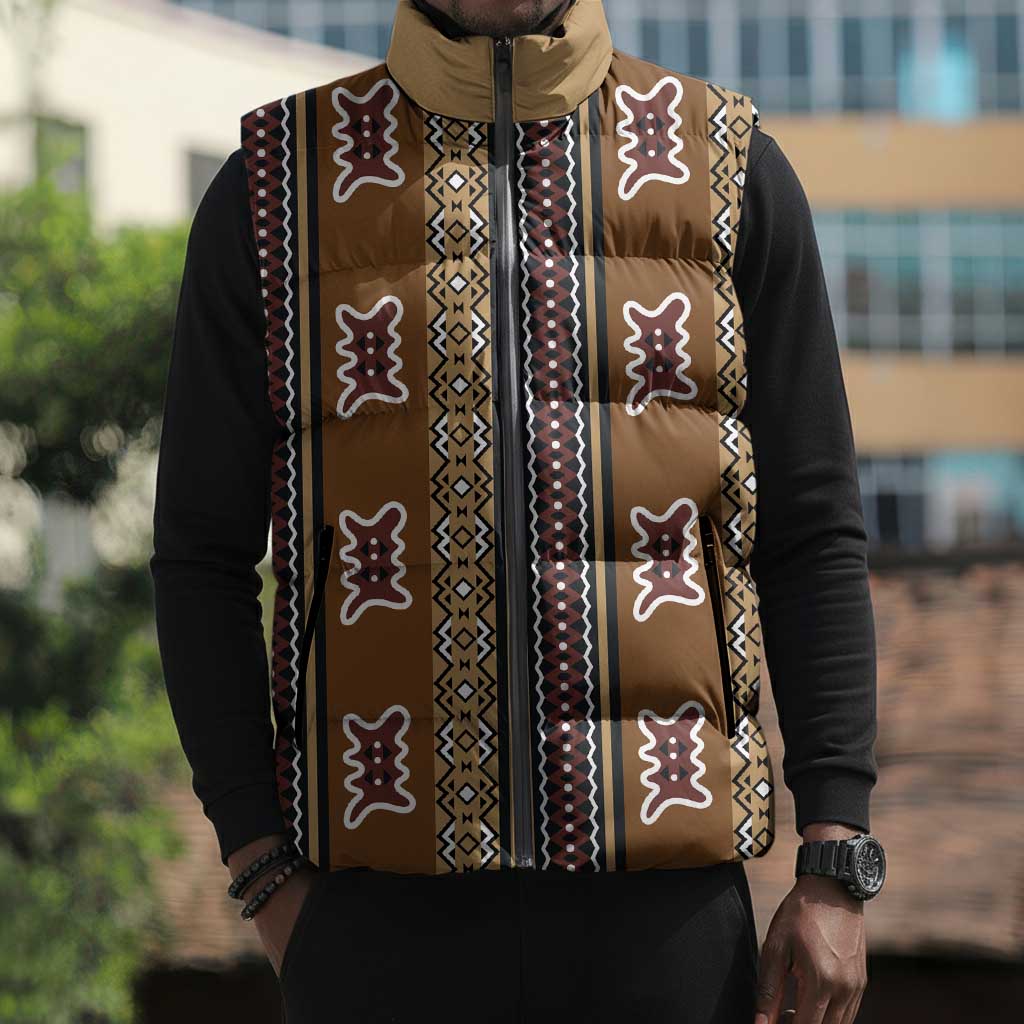 Mali Bologan Mud Cloth Pattern Sleeveless Puffer Jacket