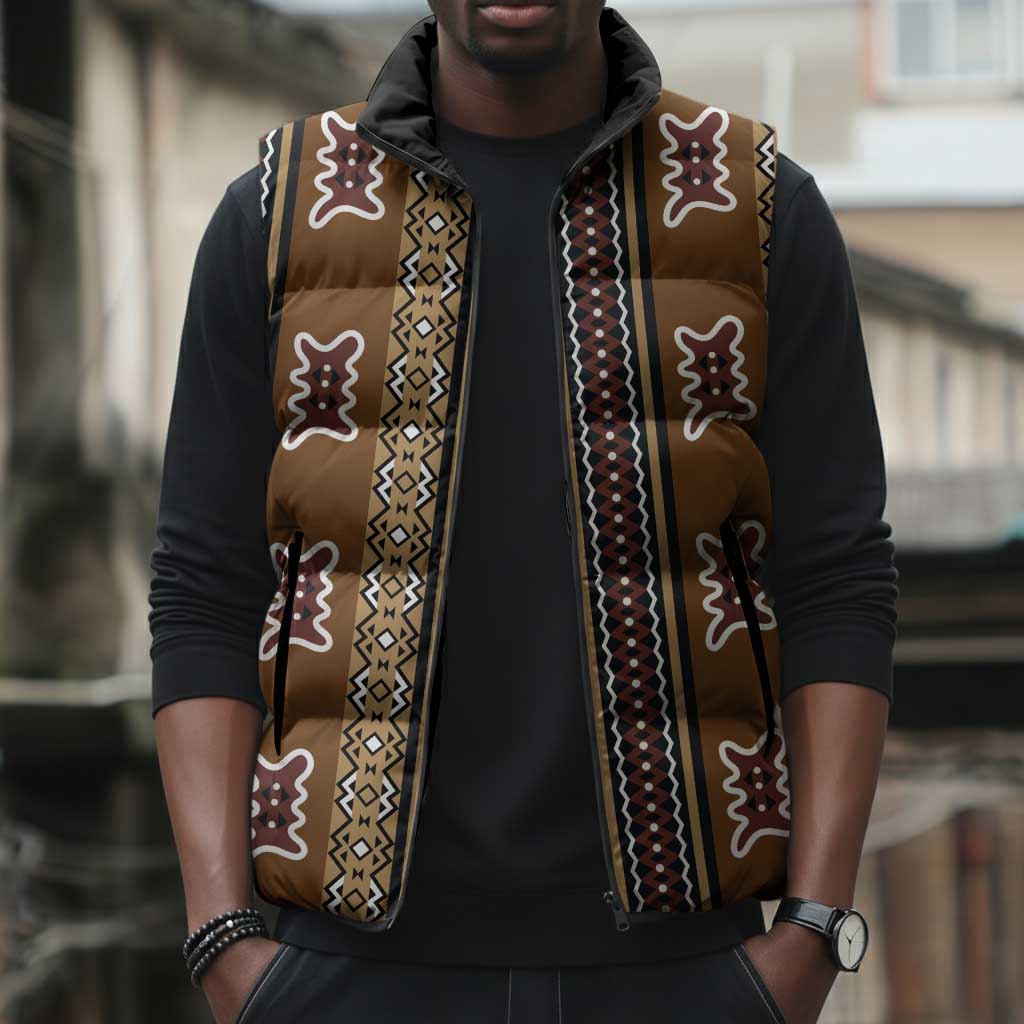 Mali Bologan Mud Cloth Pattern Sleeveless Puffer Jacket