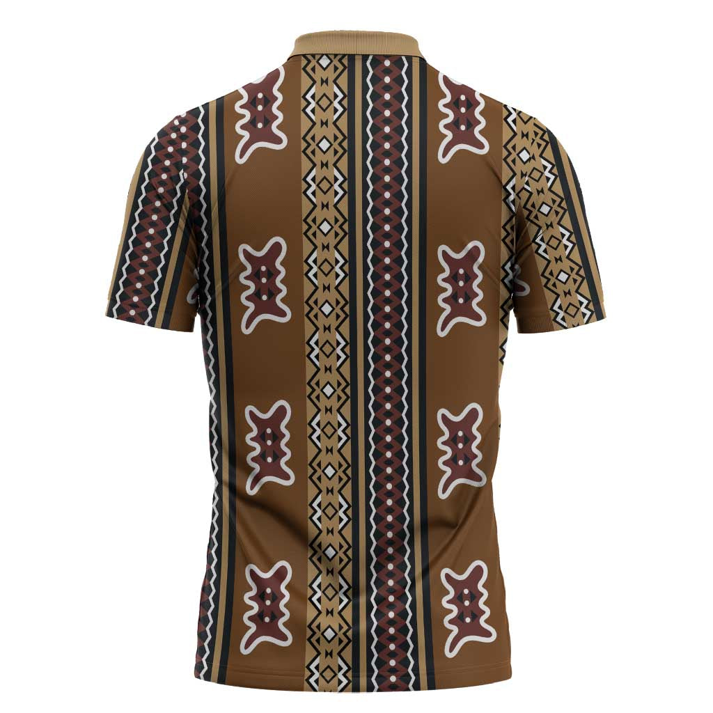 Mali Bologan Mud Cloth Pattern Zipper Polo Shirt