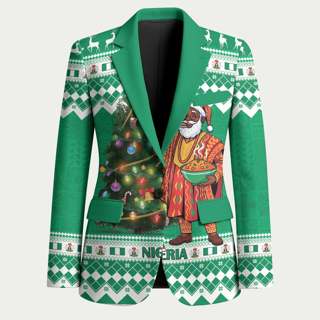 Personalized Nigeria Christmas Blazer Black Santa With Jollof Rice