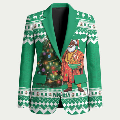 Personalized Nigeria Christmas Blazer Black Santa With Jollof Rice