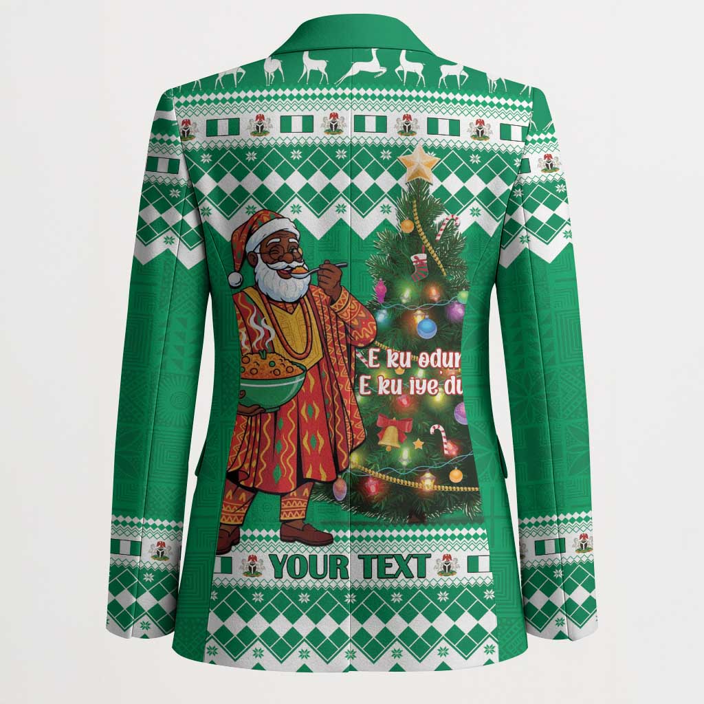 Personalized Nigeria Christmas Blazer Black Santa With Jollof Rice